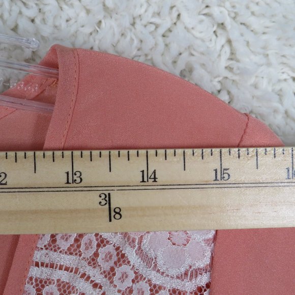 Solemio* Women's Half Sleeve Lace V-Neck Collarless Button‎ Down Blouse~ Small - Picture 5 of 8